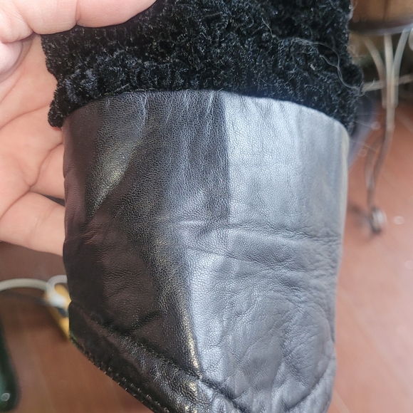 Vintage 80's Valzere Black Leather and Faux Shearling Jacket S - Picture 7 of 8